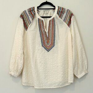 Rachel Zoe Embroidered Peasant Top size Medium